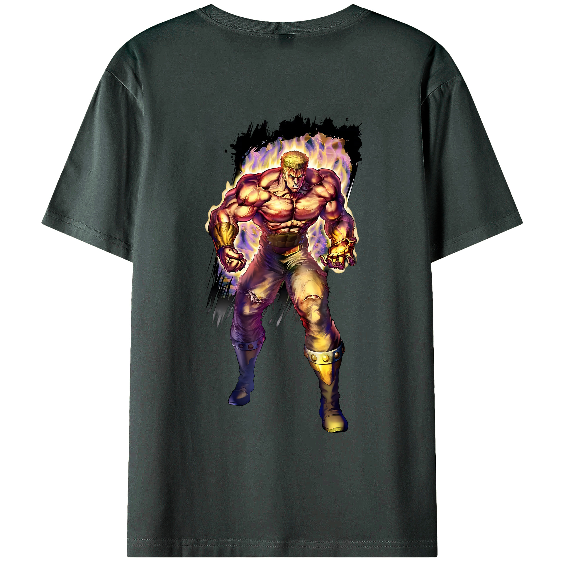 （画像用） 北斗の拳 Fist of the North Star 綿100％ メンズ半袖Tシャツ（バックプリント） 通気性